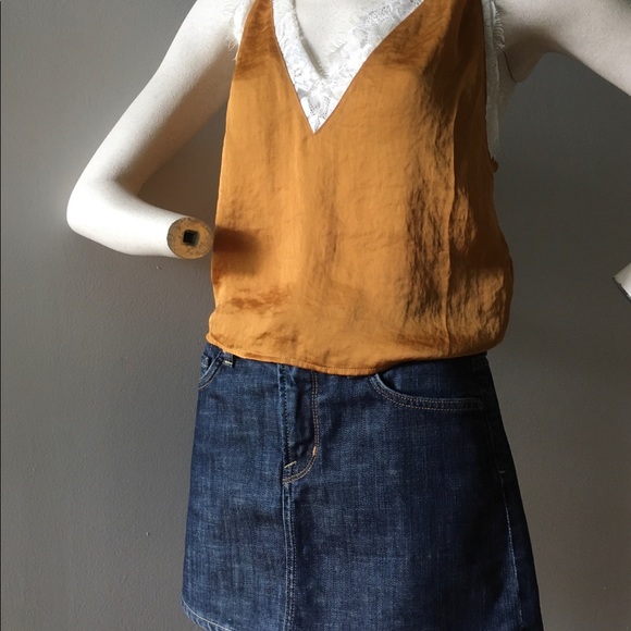 Urban Outfitters Mustard Yellow Satin Lace Cami XS - Picture 7 of 11